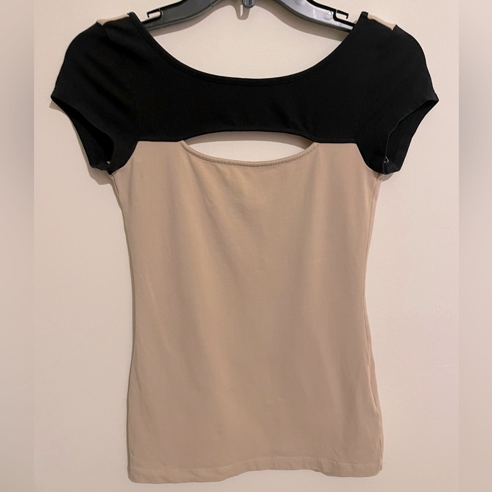 Guess Cutout Taupe and Black Top Size S